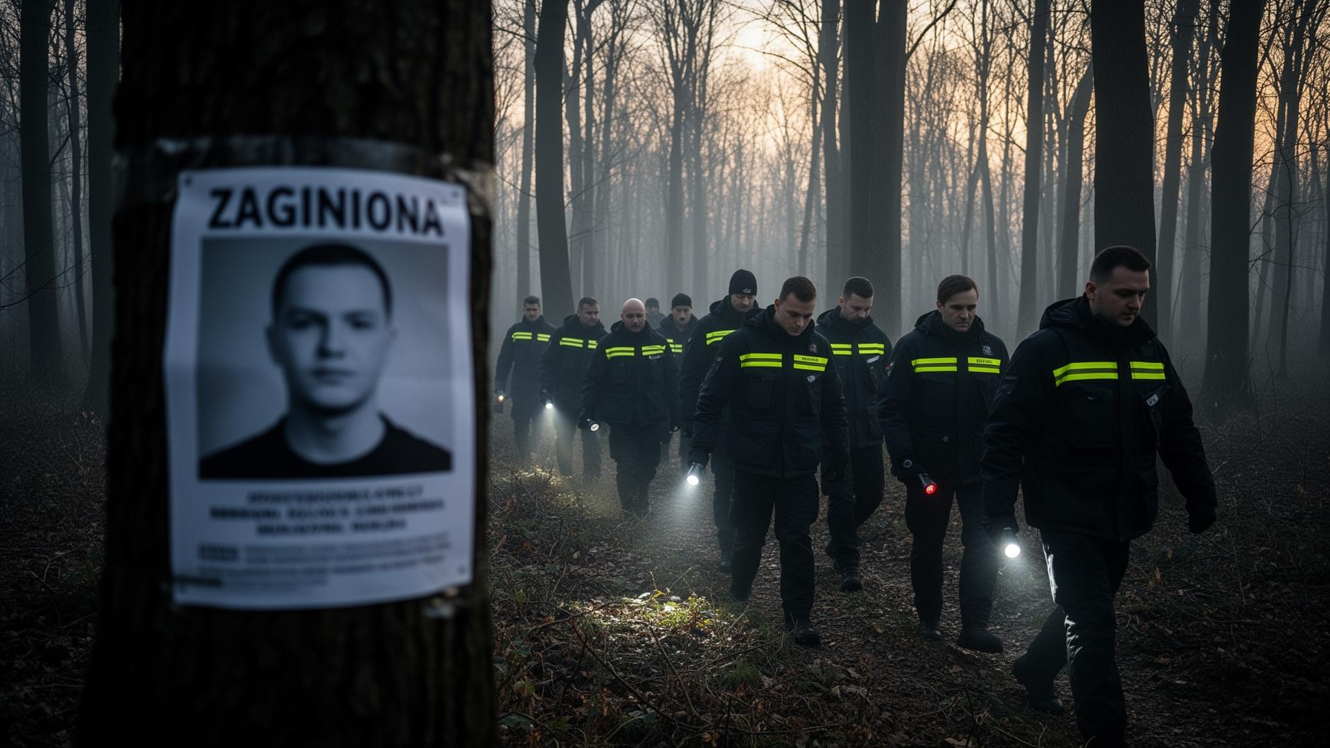 Patrole Obywatelskie przeszukujące las o świcie